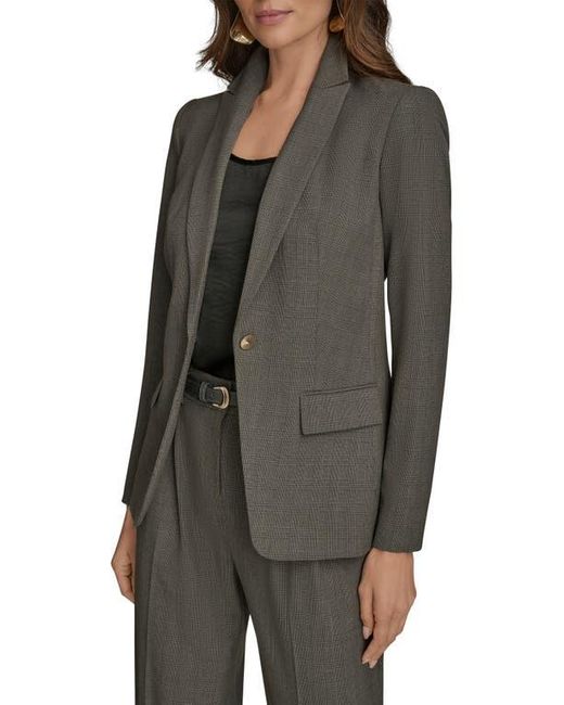 Donna Karan Black Plaid One-Button Blazer