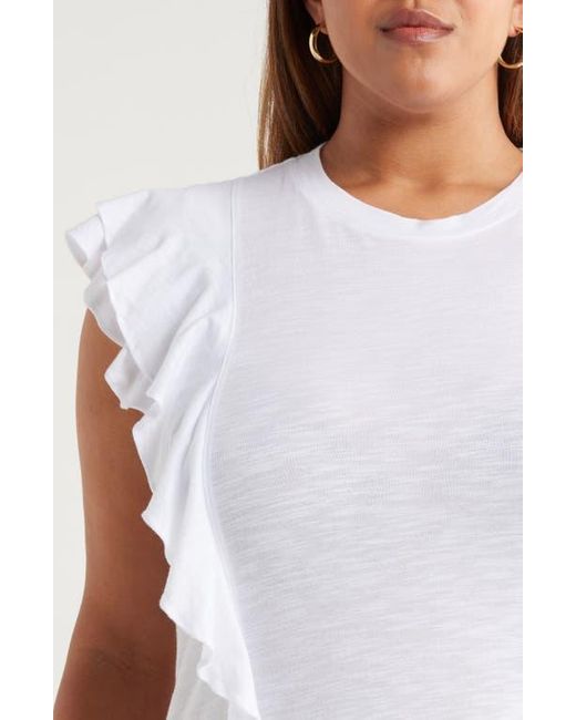 Caslon White Cascade Ruffle Cotton Blend Top