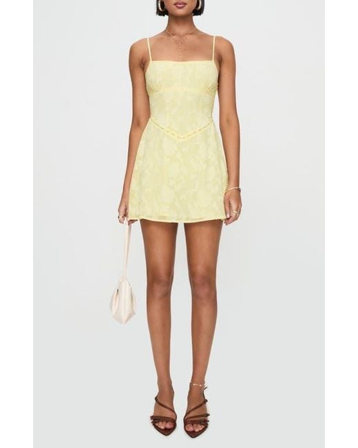 Princess Polly Yellow South Of France Floral Burnout Mini Dress