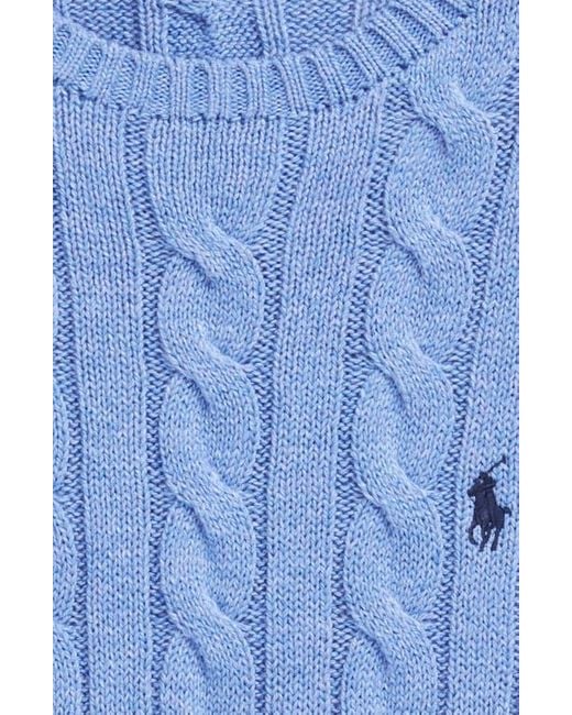 Polo Ralph Lauren Blue Cable Knit Cotton Crewneck Sweater for men