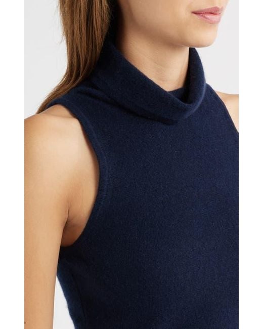 Reformation Blue Marcy Sleeveless Cashmere Turtleneck Sweater