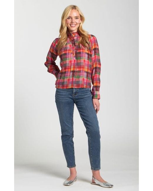 Apny Red Ruffle Half-Placket Shirt