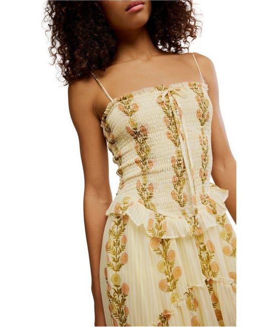 Free People Metallic Alejandra Smocked Bodice Tiered Sundress