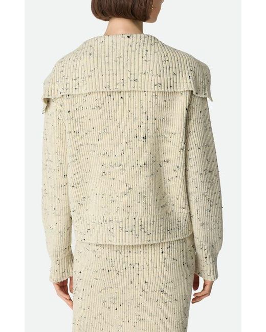 Bottega Veneta Natural Knot Button Wool Blend Rib Cardigan