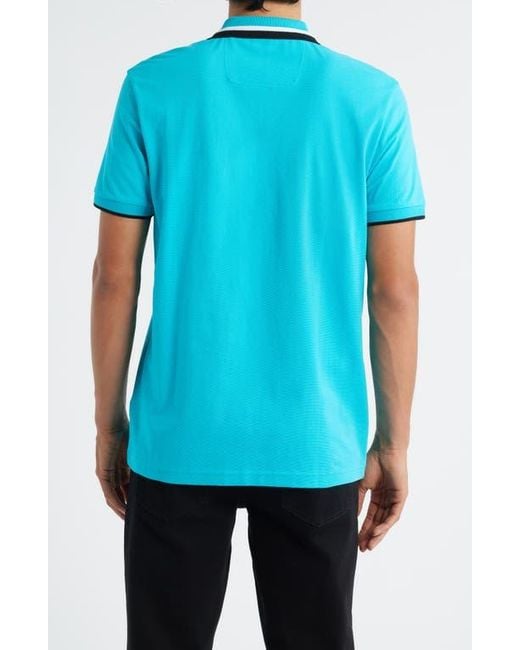 Boss Blue Paddy Tipped Cotton Polo for men