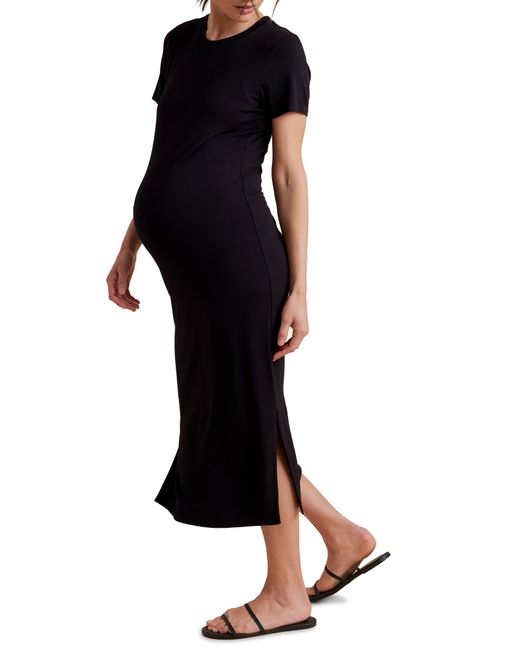 A Pea In The Pod Black Jersey Midi Maternity Dress