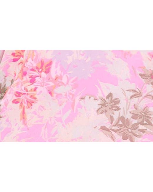 Chaus Pink Floral Print Cold Shoulder Cape Sleeve Top