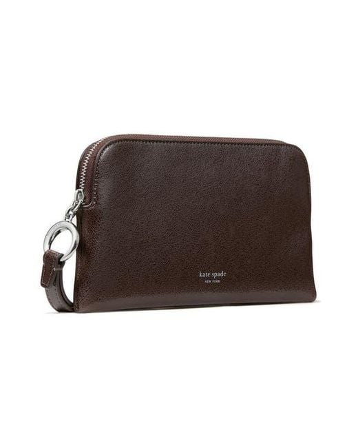 Kate Spade Brown Halo Glazed Medium Leather Wristlet