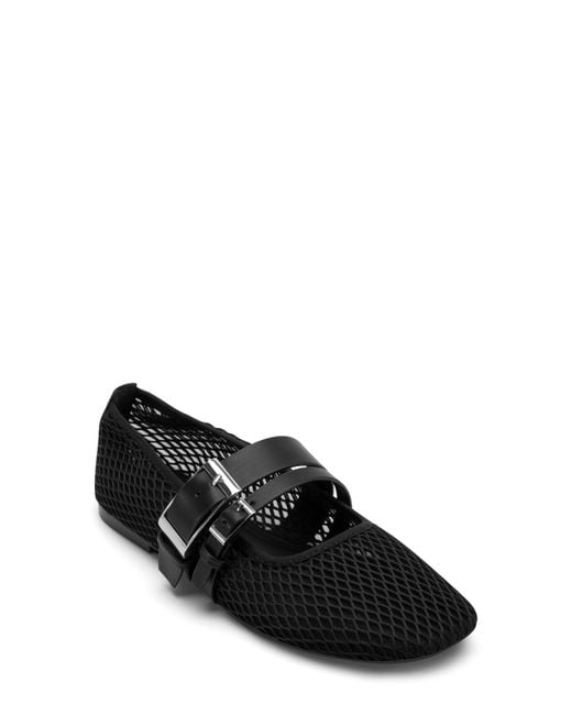 DKNY Black Dade Buckle Strap Mesh Ballet Flat
