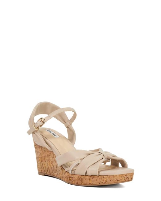 Dune Natural Kander Ankle Strap Platform Wedge Sandal