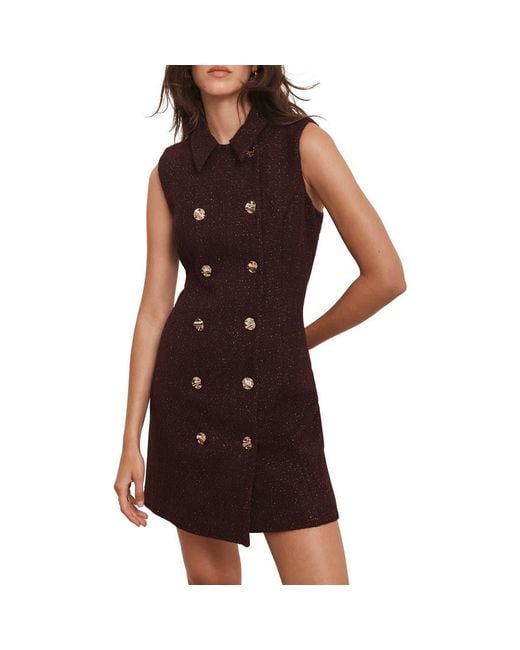 Mint Velvet Boucle Mini Shift Dress in Brown | Lyst