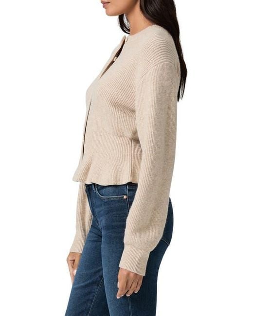 PAIGE Blue Roslin Wool Blend Peplum Cardigan