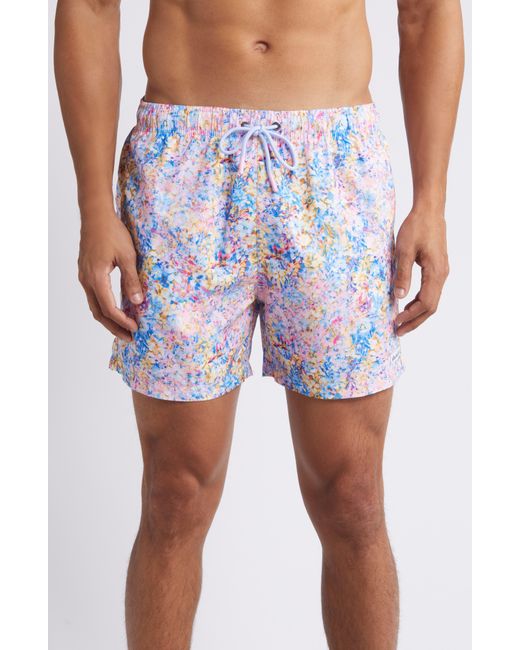 Boardies Blue Ditsy Floral Repreve Recycled Polyester Swim Trunks for men