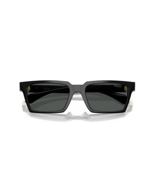 Versace Gray 55Mm Rectangular Sunglasses for men