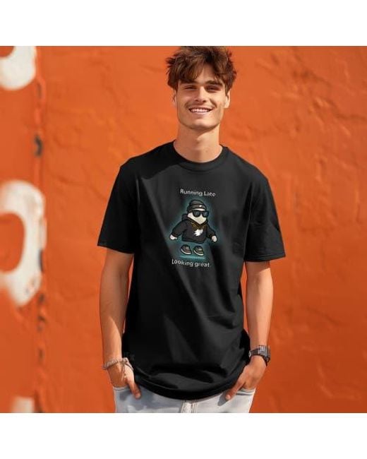 Alix Black Running Late Tee for men