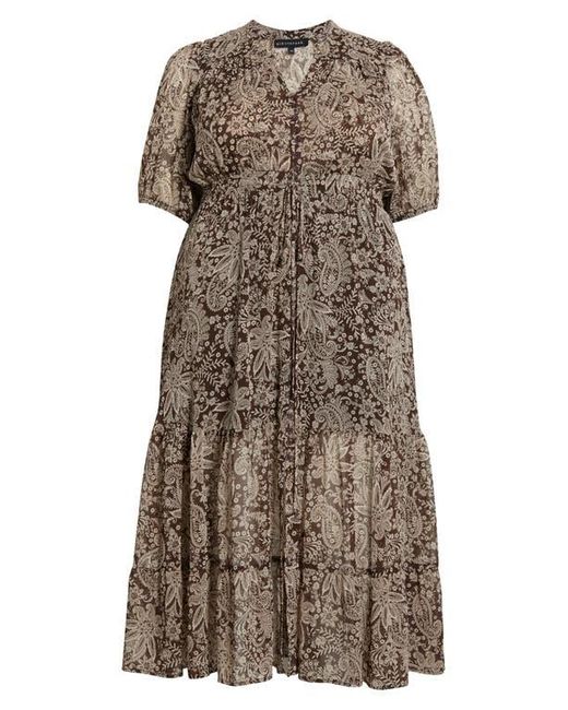 Gibsonlook Brown Kira Print Drawstring Maxi Dress