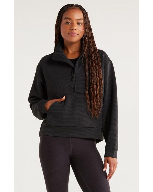 Zella Black Textured Half Zip Pullover
