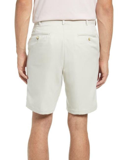 Berle White Microfiber Self Sizer Flat Front Shorts for men