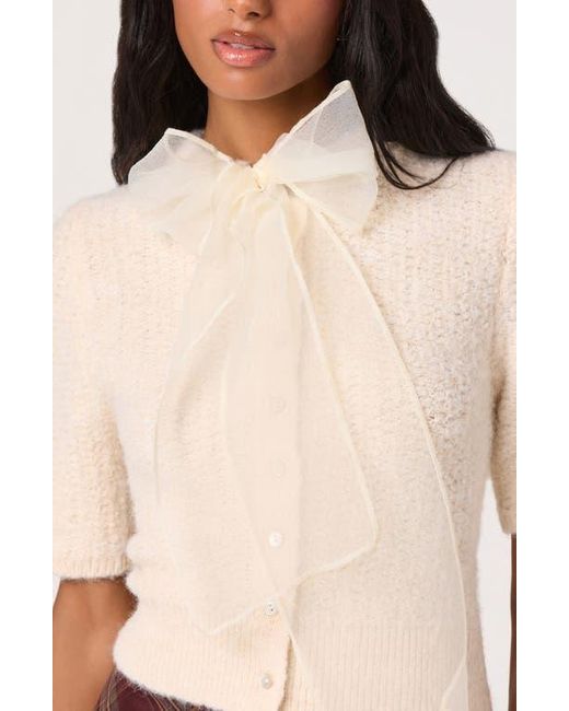 Astr Red Organza Bow Mixed Media Sweater