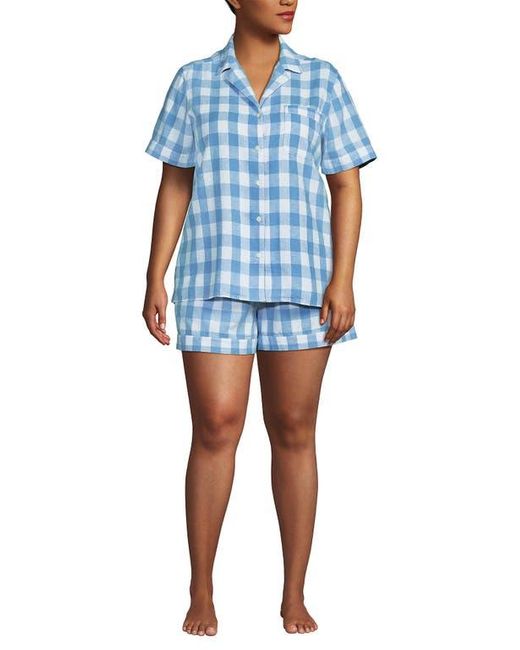 Lands' End Blue Linen 2 Piece Pajama Set