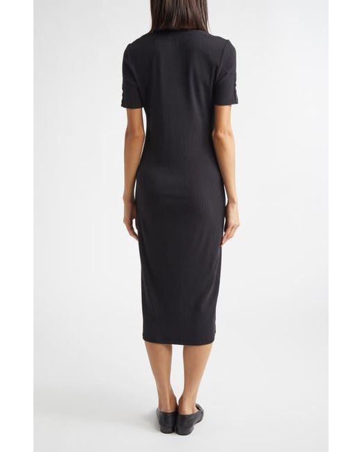 10 Crosby Derek Lam Black Damiana Henley Rib Midi Dress