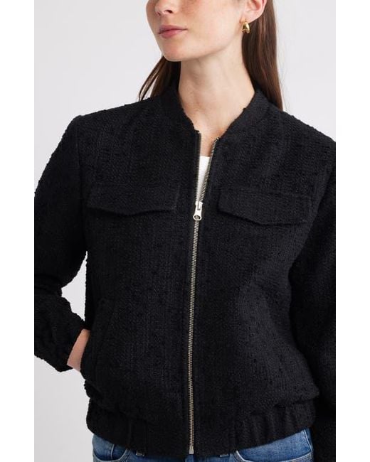 Caslon Blue Bouclé Bomber Jacket