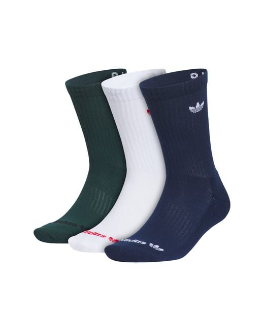 Adidas Blue Assorted 3-Pack Trefoil Performance Crew Socks
