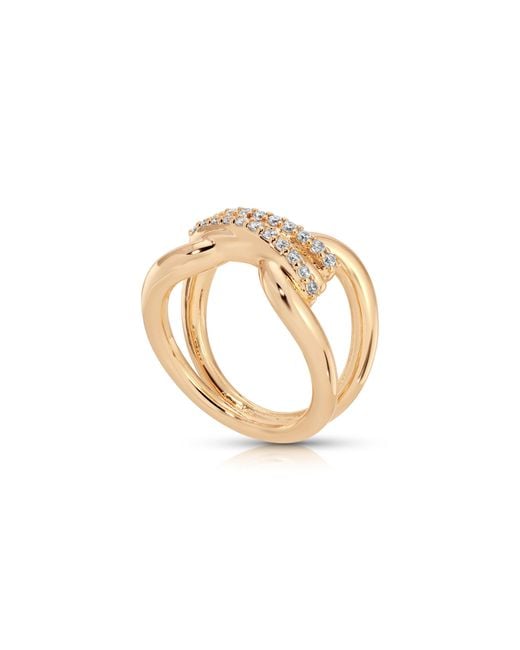Ettika Metallic Knot Pave Wrap Statement Ring