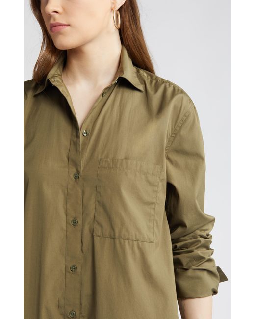 Nordstrom Green Long Sleeve High-low Shirtdress