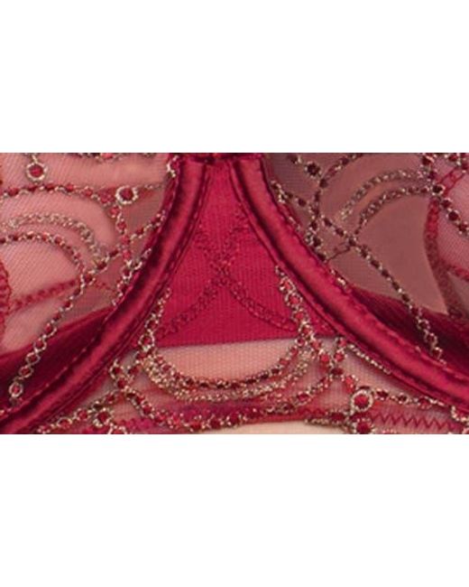 ROMA CONFIDENTIAL Belle Metallic Embroidered Underwire Bra, Garter Belt & G-String Set