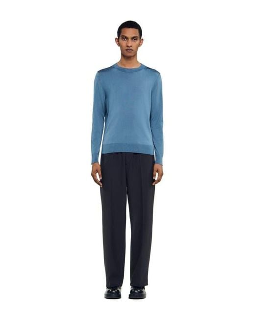 Sandro Blue Fine Knit Sweater for men