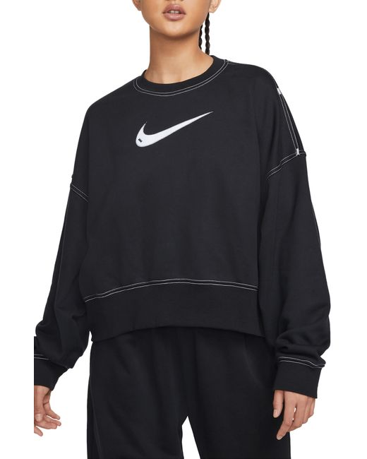 Nike Blue Sportswear Swoosh Oversize Crop Fleece Sweatshirt