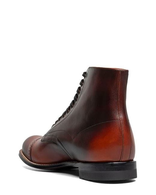 Stacy Adams Brown Madison Cap Toe Lace Up Boot for men