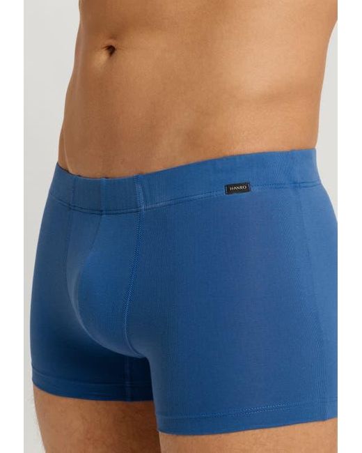 Hanro Blue Cotton Essentials 2-Pack Cotton Boxer Briefs With Covered Waistband for men