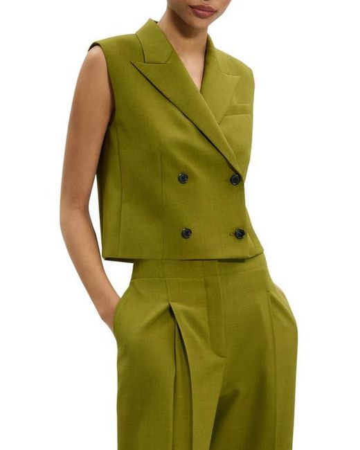 Theory Green Double Breasted Crop Vest