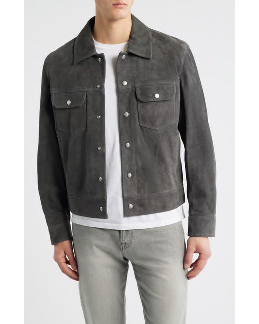 FRAME Black Suede Trucker Jacket for men