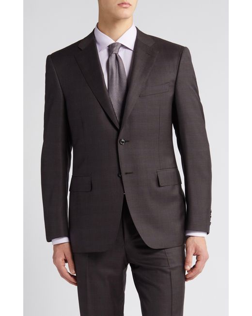 Canali Black Siena Regular Fit Plaid Wool Suit At Nordstrom for men