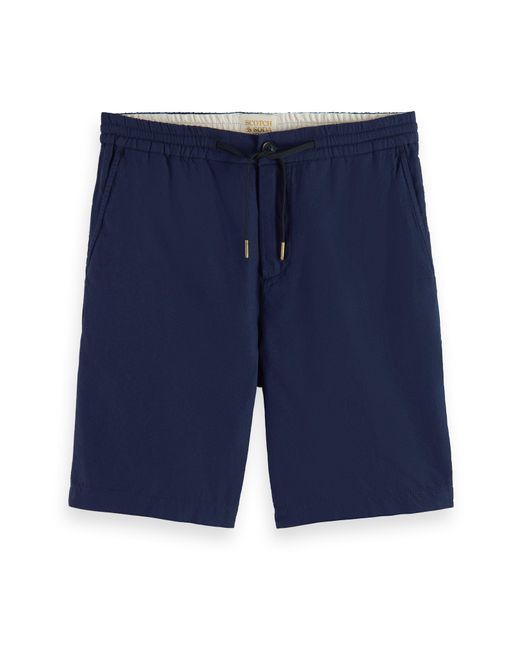 Scotch & Soda Blue Fave Cotton & Linen Twill Bermuda Shorts for men