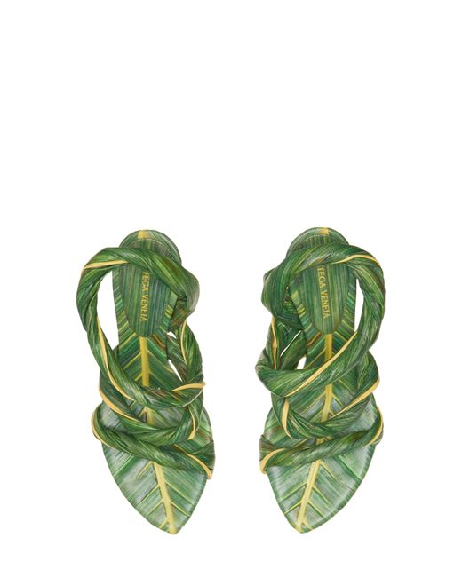 Bottega Veneta Green Leaf Ankle Strap Sandal