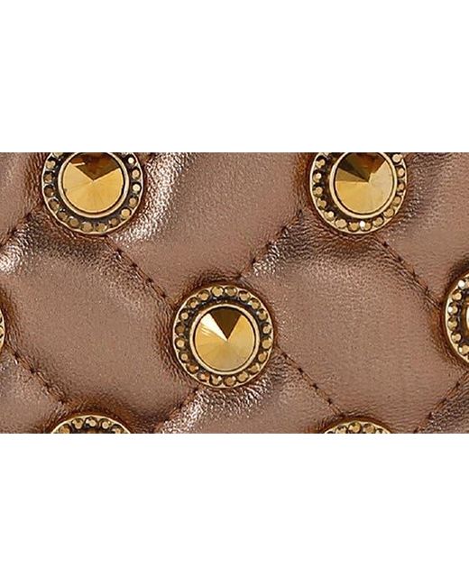 Kurt Geiger Brown Mini Crystals Kensington Convertible Leather Crossbody Bag