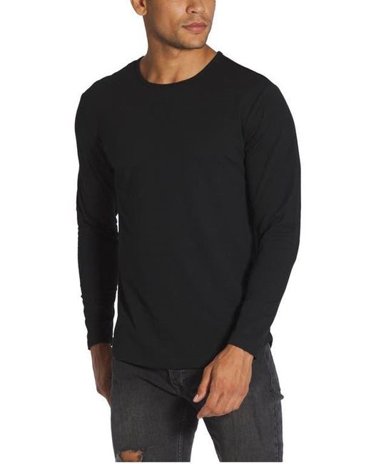 Cuts Black Ao Curved Hem Long Sleeve T-shirt for men