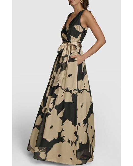 Donna Karan Multicolor Faux Wrap Ballgown
