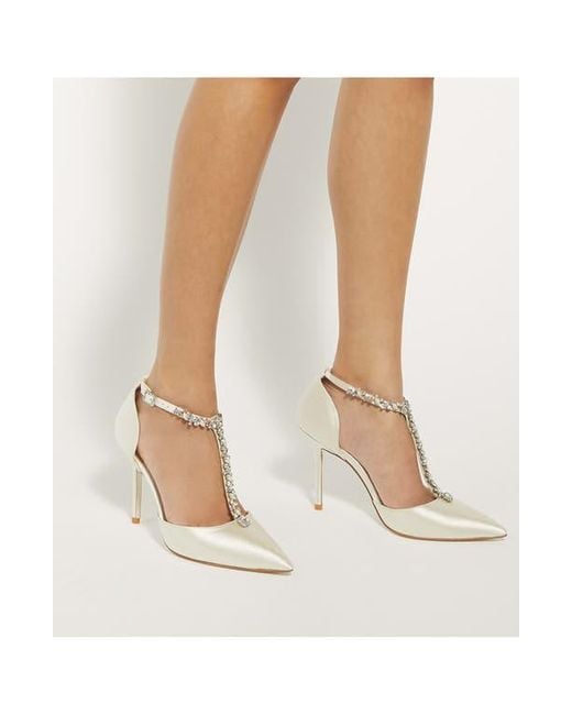Dune White Devotional T-Strap Pointed Toe Pump