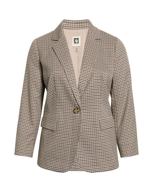 Anne Klein Brown Houndstooth One Button Blazer