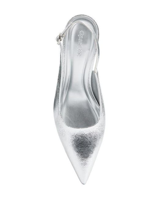 Open Edit White Nahla Slingback Pointed Toe Pump
