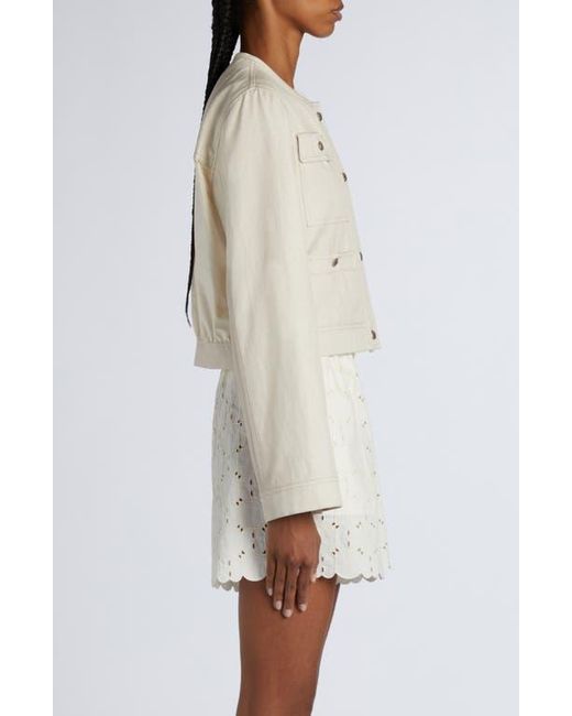 Moncler Natural Chatel Button Sleeve Crop Jacket
