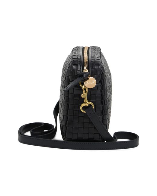 Clare V. Black Midi Sac Woven Leather Crossbody Bag