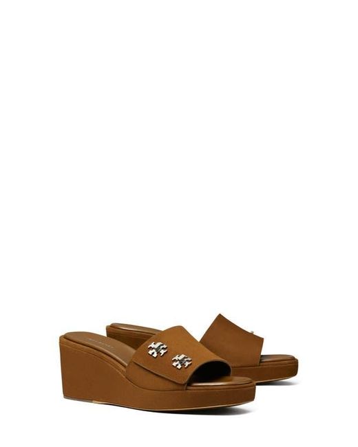 Tory Burch Brown T-Lock Wedge Sandal