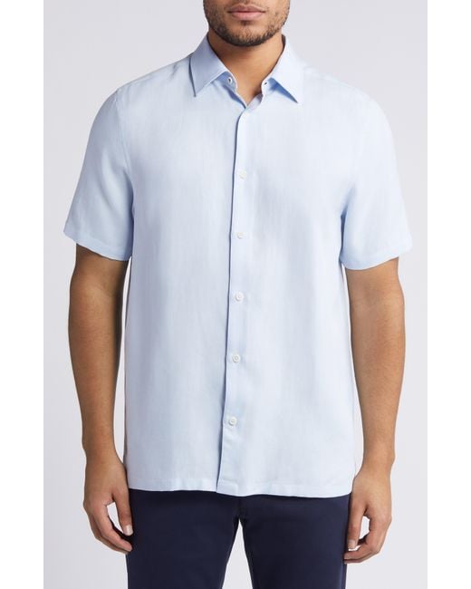 Ted Baker White Regular Fit Solid Short Sleeve Button-up Shirt for men