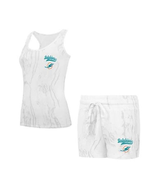 Concepts Sport White Miami Dolphins Quartz Hacci Knit Tank Top & Shorts Sleep Set